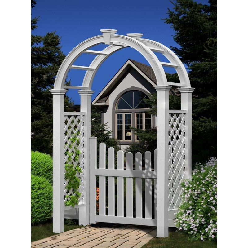 Beyaz PVC Kemerli ve Kafes Panelli Bahçe Kapısı - 153x72x260 cm - 172742