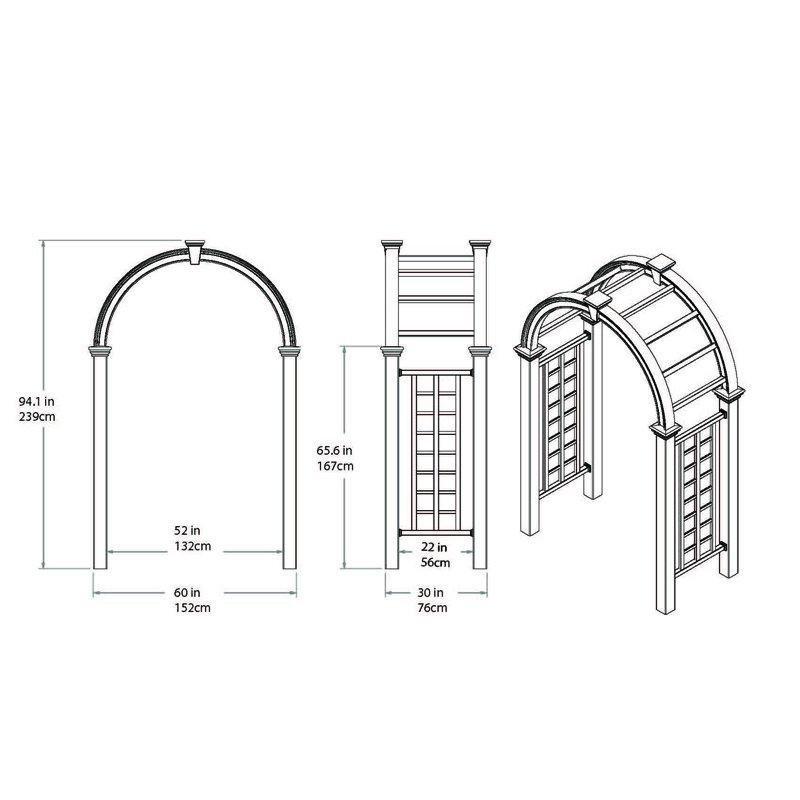 Beyaz PVC Kemerli ve Kafes Panelli Bahçe Kapısı - 153x77x239 cm - 172559