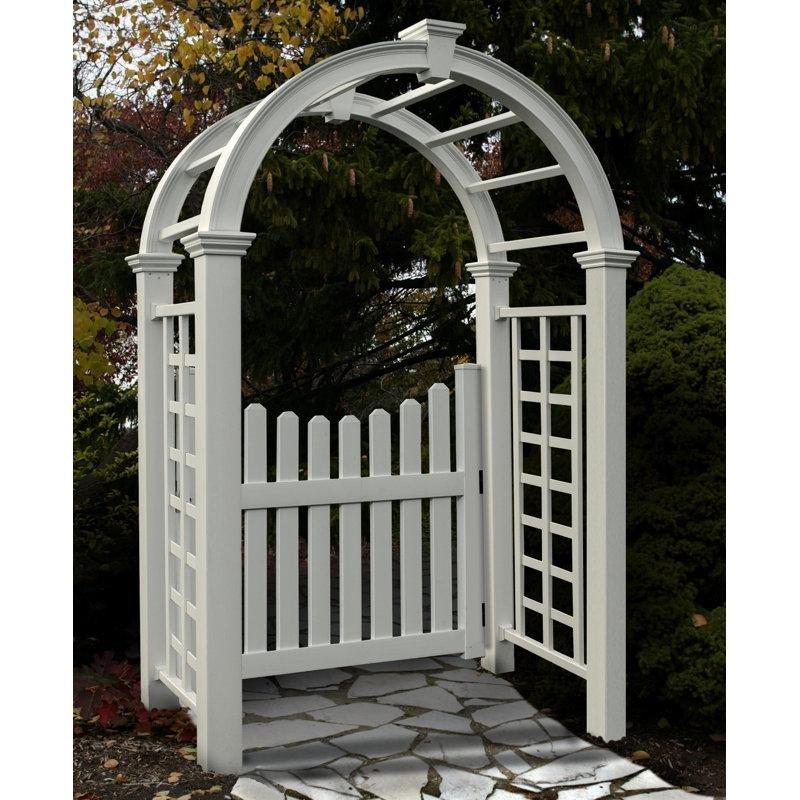 Beyaz PVC Kemerli ve Kafes Panelli Bahçe Kapısı - 153x77x239 cm - 172559