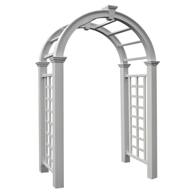 Beyaz PVC Kemerli ve Yan Kanatlı Bahçe Kapısı - 402x240 cm - 172673