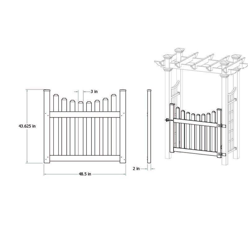 Beyaz PVC Latis Panelli Kemerli Bahçe Kapısı - 148x82 cm - 172770