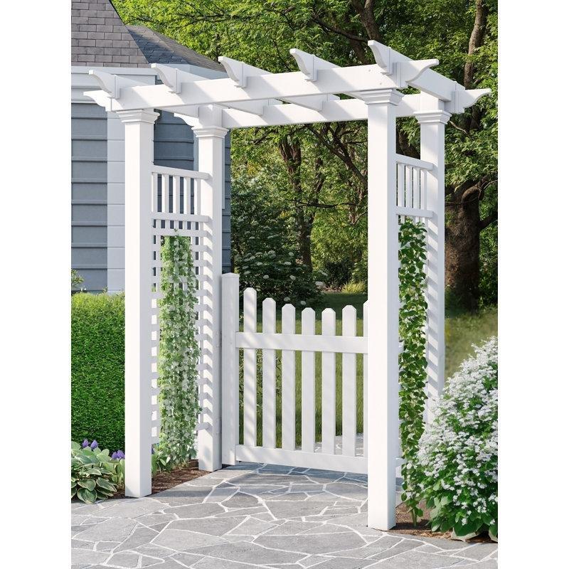 Beyaz PVC Latis Panelli Kemerli Bahçe Kapısı - 148x82 cm - 172770