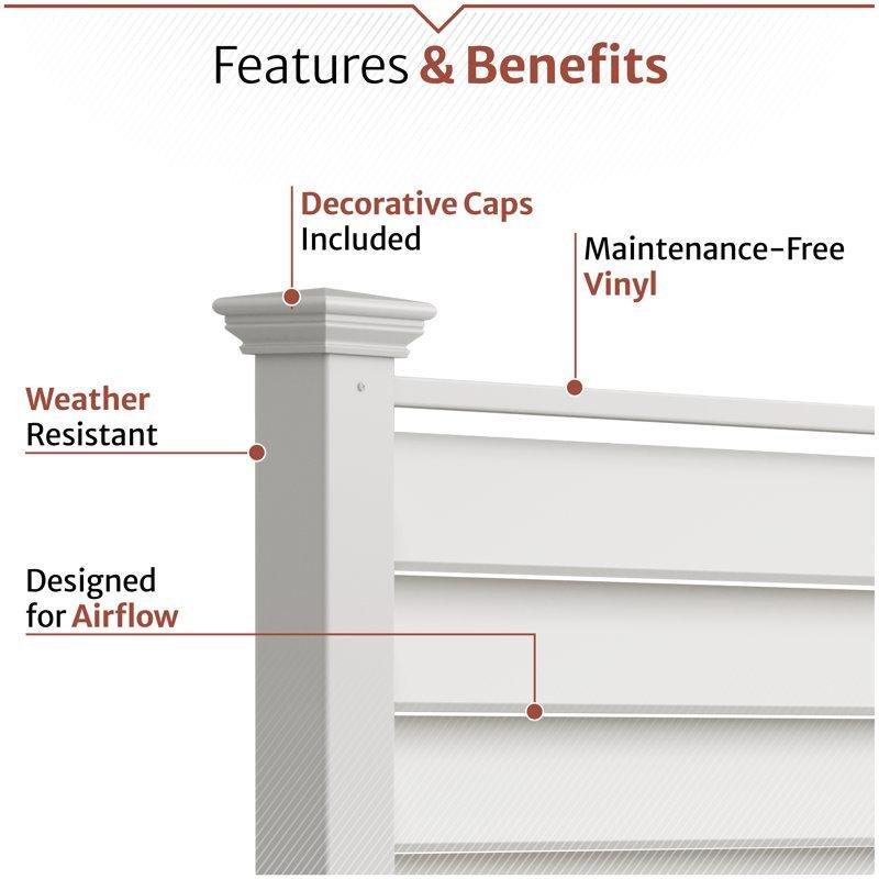 Beyaz PVC Saksılı Ayaklı Panjur Tasarımlı Bahçe Paravanı - 183x110 cm - 172789