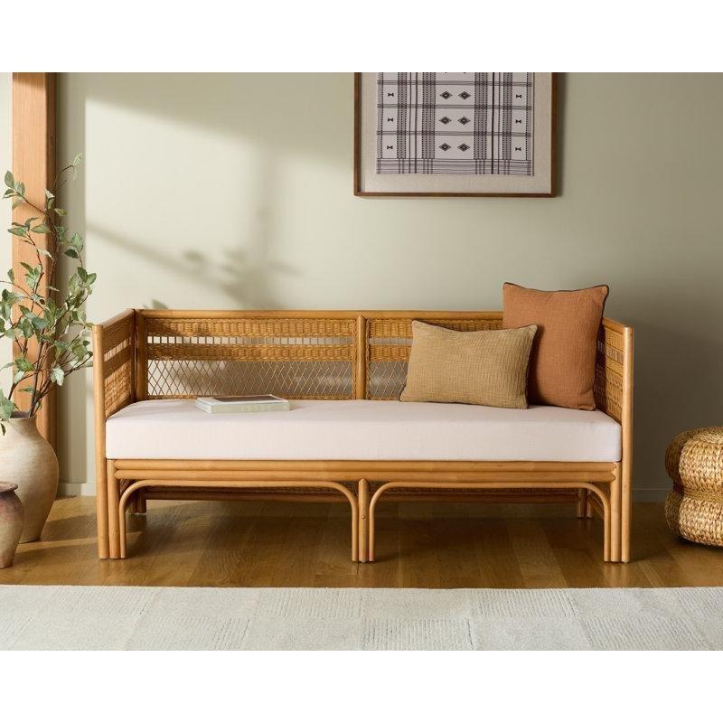 Beyaz Rattan Keten Kumaşlı İkili Koltuk - 173x70x75 cm - 205835