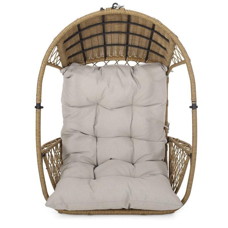 Beyaz Rattan Tek Kişilik Askılı Balkon Salıncağı - 174108