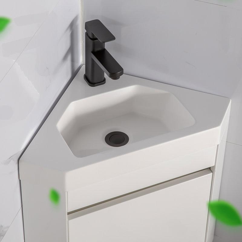Beyaz Reçine Tezgahlı Siyah Bataryalı Köşe Duvara Monte Banyo Lavabo Dolabı - 41 cm - 199130