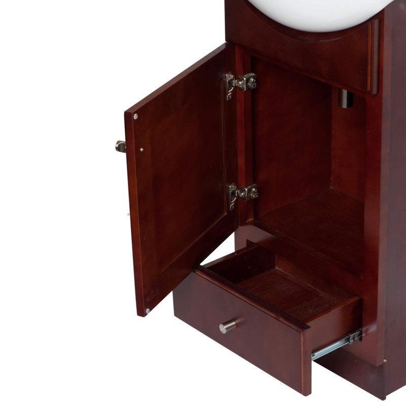 Beyaz Seramik Tezgahlı Ahşap Ayaklı Çekmeceli Banyo Lavabo Dolabı - 42 cm - 200689
