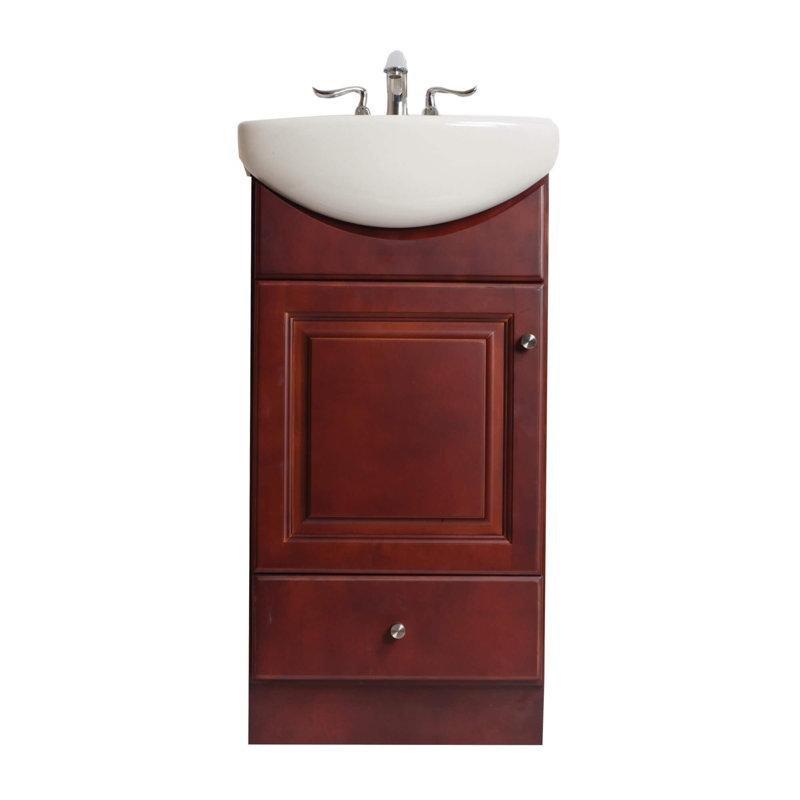 Beyaz Seramik Tezgahlı Ahşap Ayaklı Çekmeceli Banyo Lavabo Dolabı - 42 cm - 200689