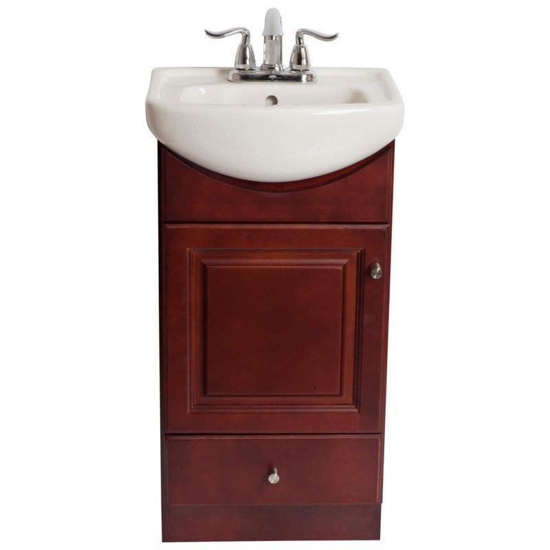 Beyaz Seramik Tezgahlı Ahşap Ayaklı Çekmeceli Banyo Lavabo Dolabı - 42 cm - 200689