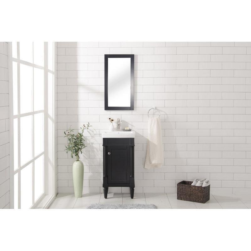 Beyaz Seramik Tezgahlı Ahşap Yavaş Kapanır Ayaklı Banyo Lavabo Dolabı - 45 cm - 201240