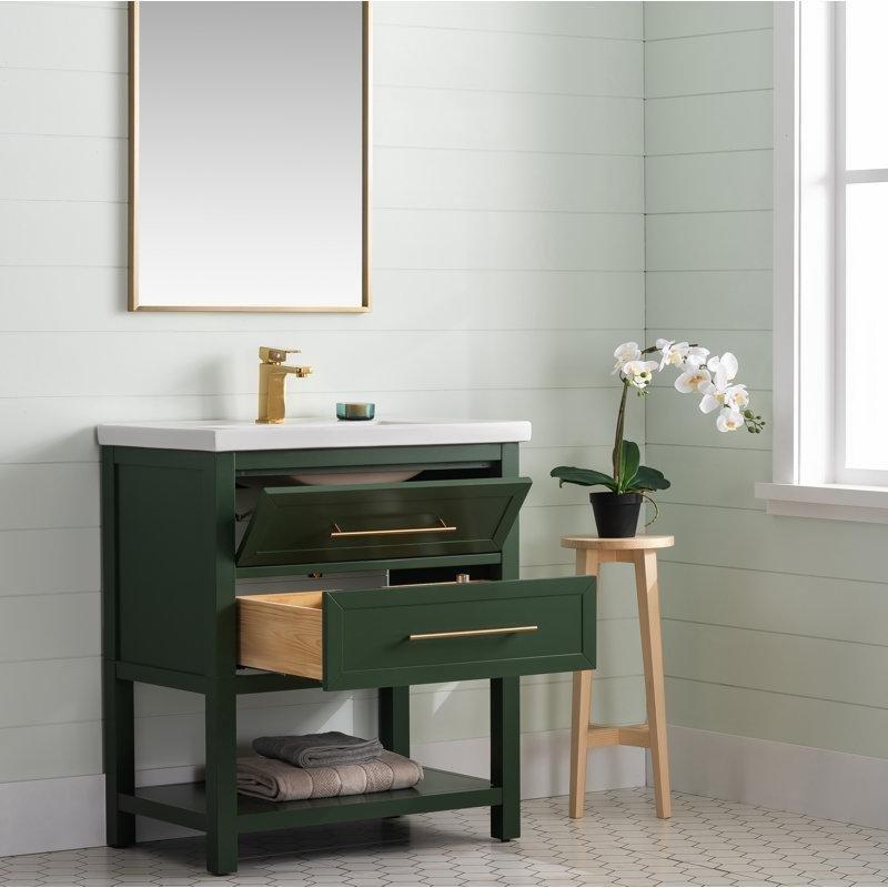 Beyaz Seramik Tezgahlı Masif Ahşap Ayaklı Çekmeceli Banyo Lavabo Dolabı - 77 cm - 199526