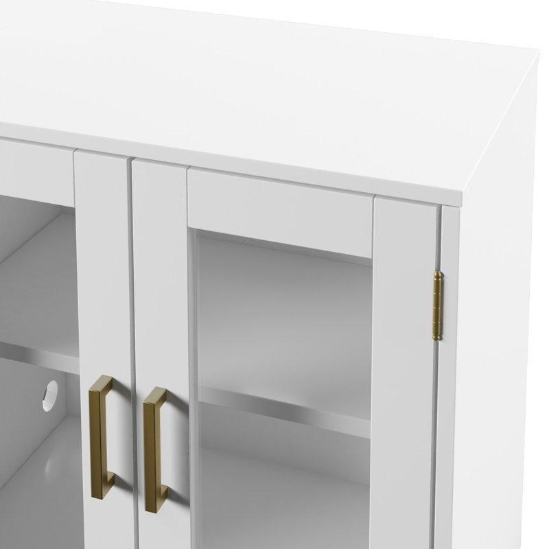 Beyaz Şömineli USB Portlu Cam Kapaklı Tv Ünitesi - 193 cm - 221532