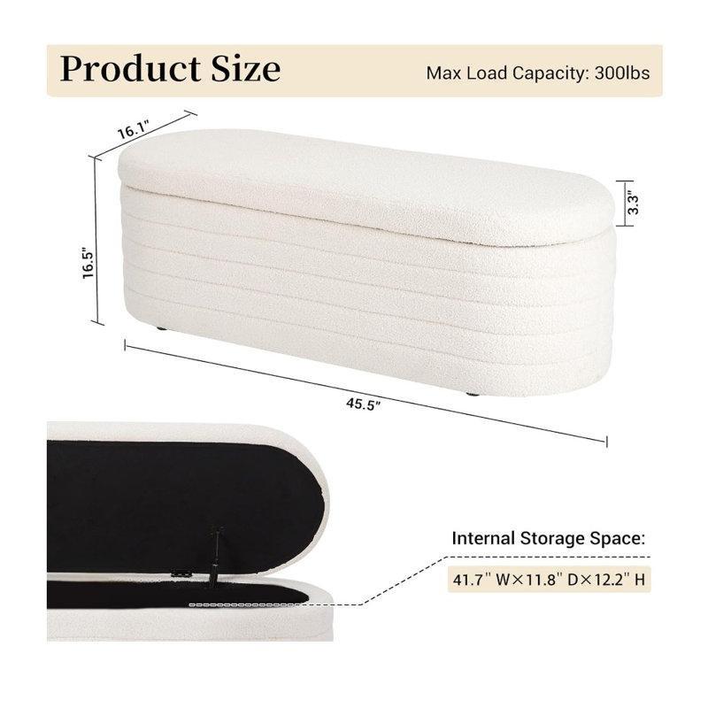 Beyaz Suni Kürk Sandıklı Kapitoneli Oval Bench - 116 cm - 164266