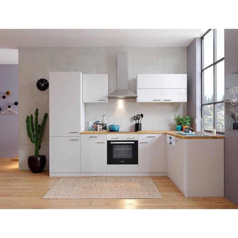 Beyaz Sunta Elektrikli Cihazlı ve Evyeli Köşe Mutfak Modeli - 280x172 cm - 185324
