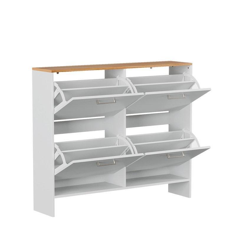 Beyaz Suntalam 4 Düşer Kapaklı Metal Kulplu Ayakkabılık - 107 cm - 229093