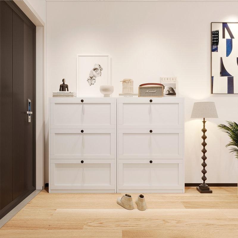 Beyaz Suntalam Ayarlanabilir Raflı Düşer Kapaklı Ayakkabılık - 81x24x117 cm - 228440