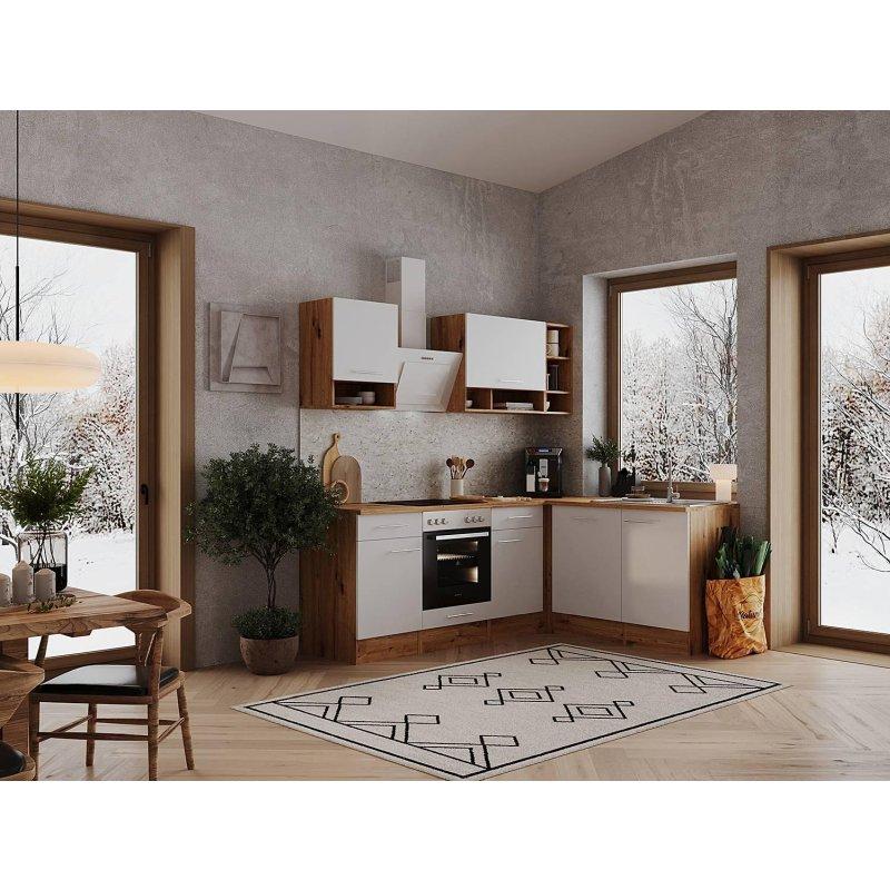 Beyaz Suntalam Elektrikli Aletli Evyeli Köşe Mutfak Modeli - 220x172 cm - 185624