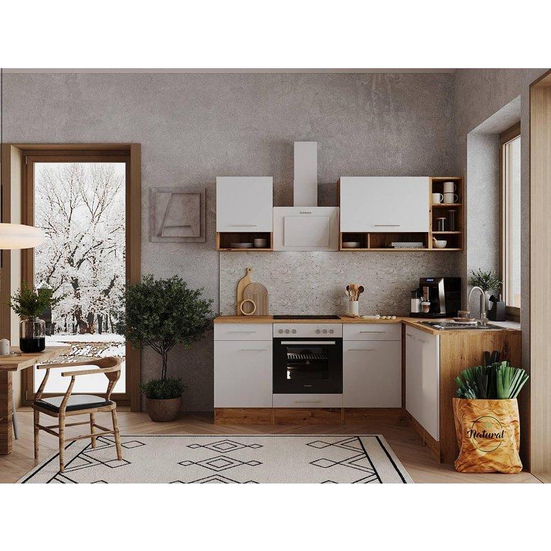 Beyaz Suntalam Elektrikli Aletli Evyeli Köşe Mutfak Modeli - 220x172 cm - 185624
