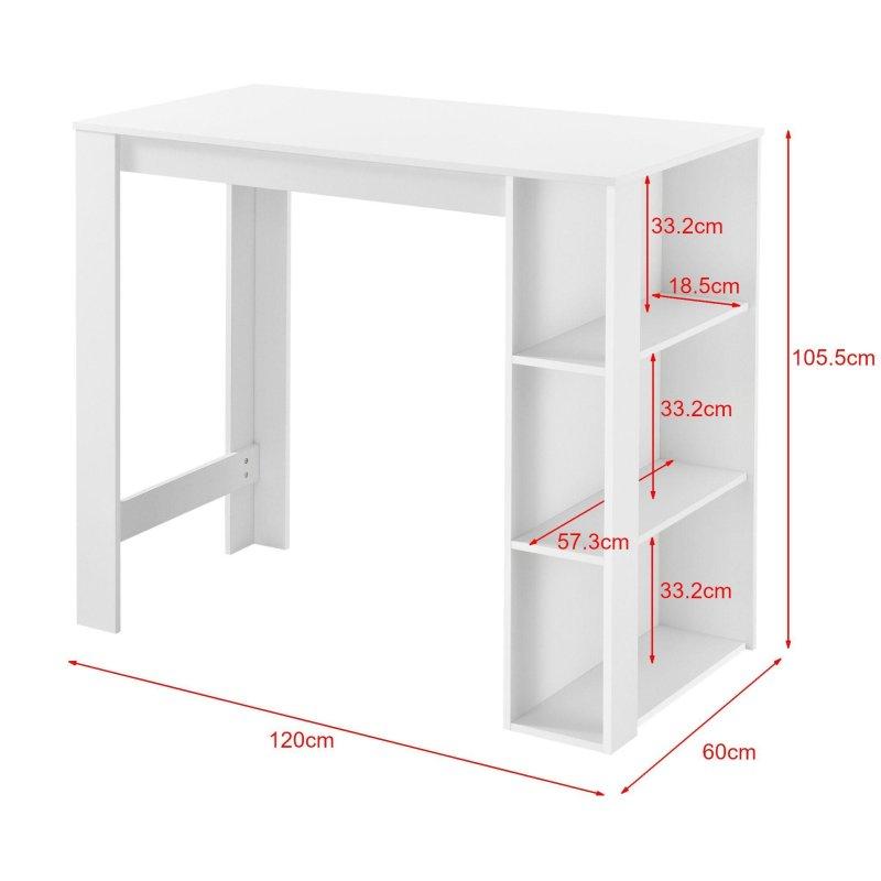Beyaz Suntalam Raflı Bar Masası - 120x60 cm - 232361