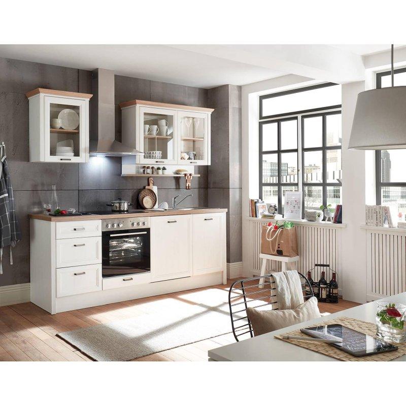 Beyaz ve Artisan Meşe Yonga Levha 7 Parça Frenli Çekmeceli Mutfak Modeli - 235 cm - 185795