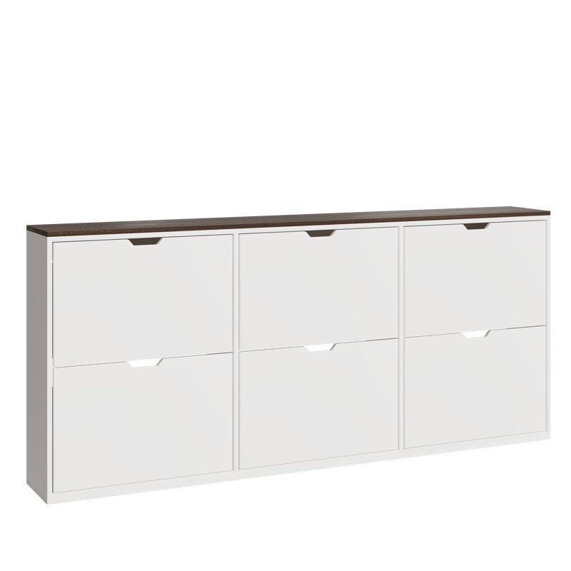 Beyaz ve Ceviz Rengi MDF 6 Düşer Kapaklı Ayakkabılık Dolabı - 181 cm - 229865