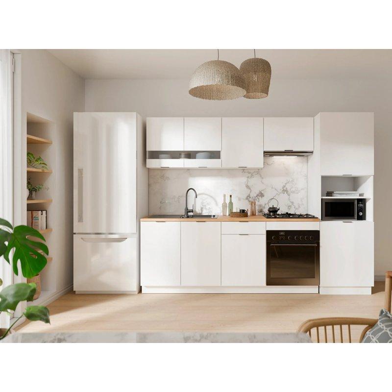 Beyaz ve Doğal Ahşap Kolonlu Komple Mutfak Modeli - 260 cm - 186706