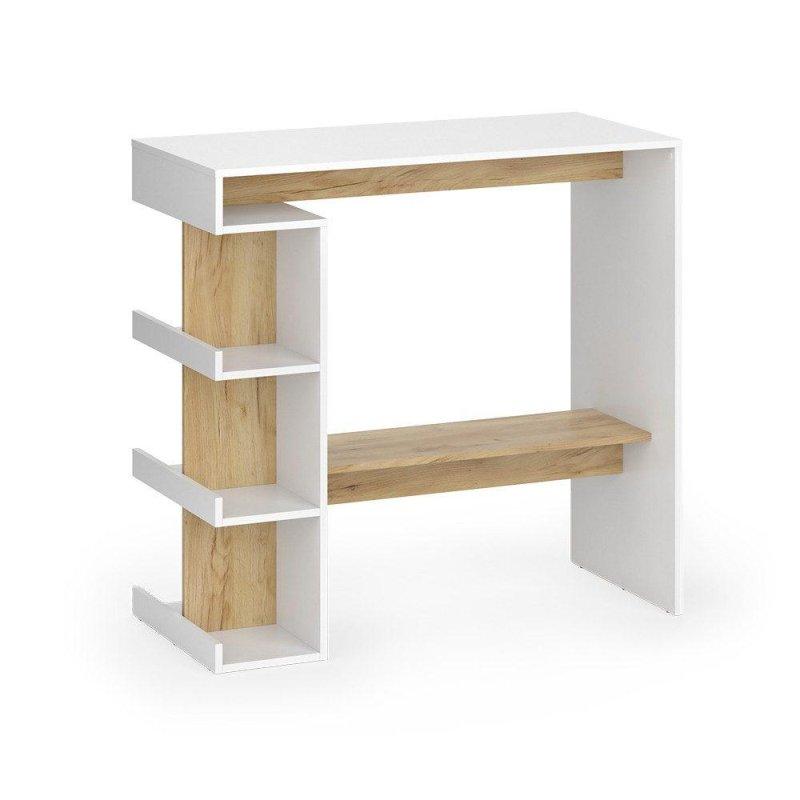 Beyaz ve Goldkraft Meşe Sunta Raflı Bar Masası - 108x50 cm - 232496