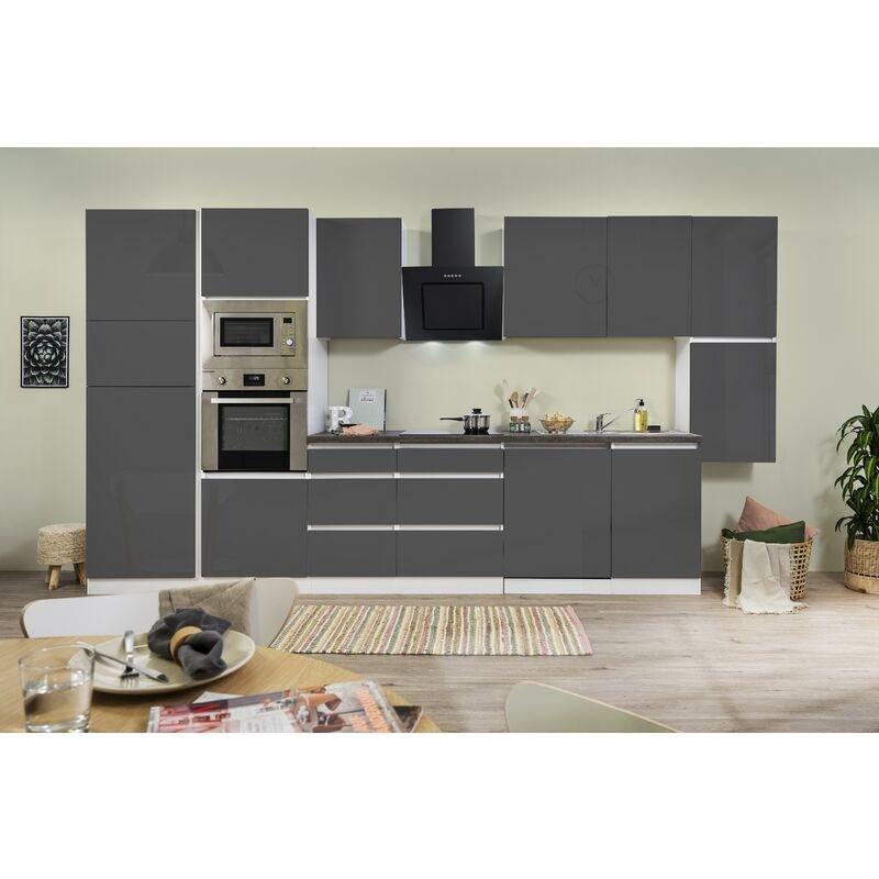 Beyaz ve Gri Kulpsuz Ankastre Cihazlı Mutfak Modeli - 395 cm - 185904