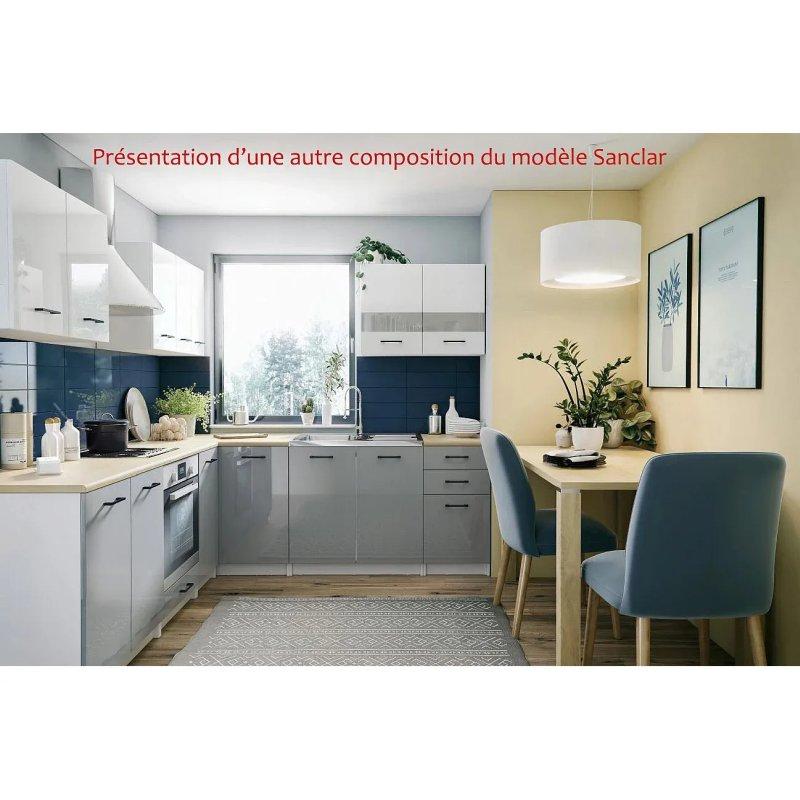 Beyaz ve Gri Lake 7 Parça Ankastre Fırın Bölmeli MDF Mutfak Modeli - 260 cm - 186664