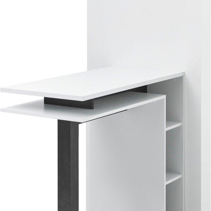 Beyaz ve Koyu Beton MDF Raflı Sütun Ayaklı Bar Masası - 108x50x103 cm - 232169