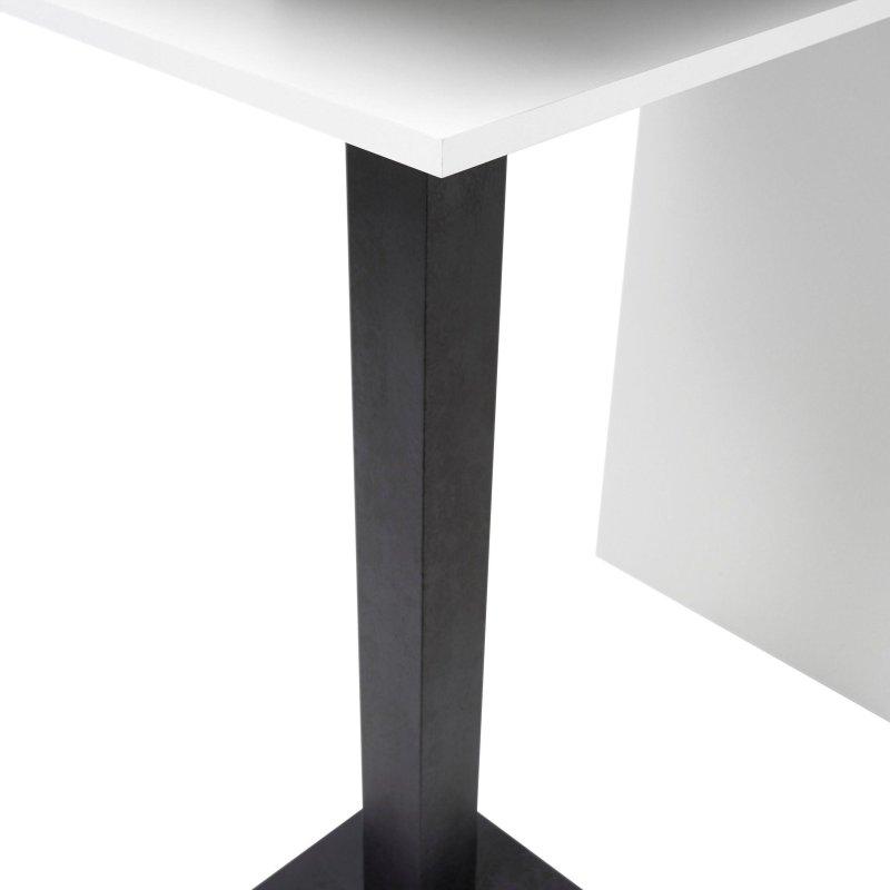 Beyaz ve Koyu Beton MDF Raflı Sütun Ayaklı Bar Masası - 108x50x103 cm - 232169
