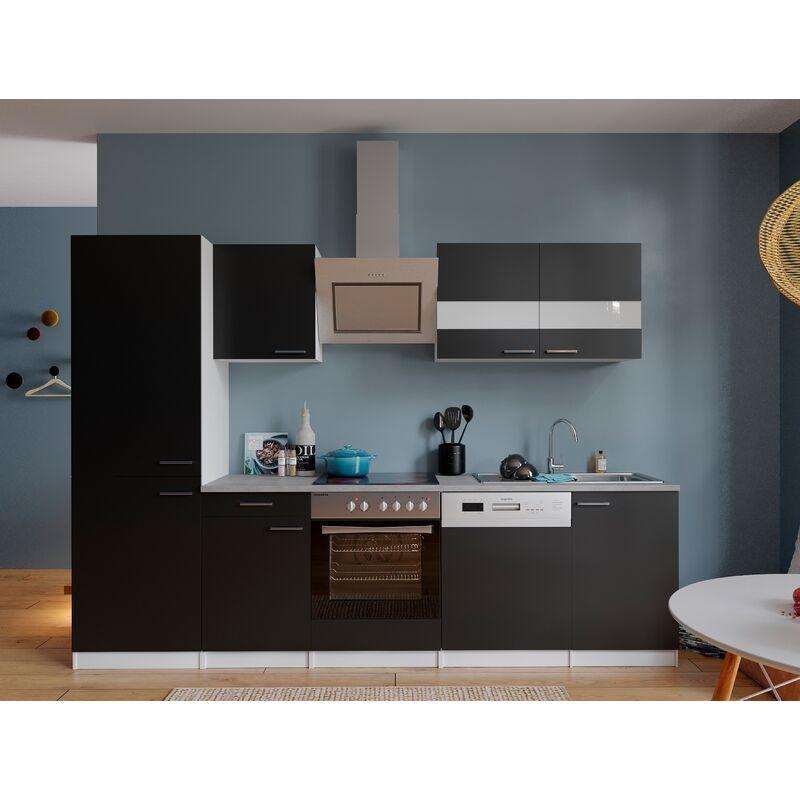 Beyaz ve Siyah Ankastre Cihazlı Soft-Close Menteşeli Mutfak Modeli - 280 cm - 185897