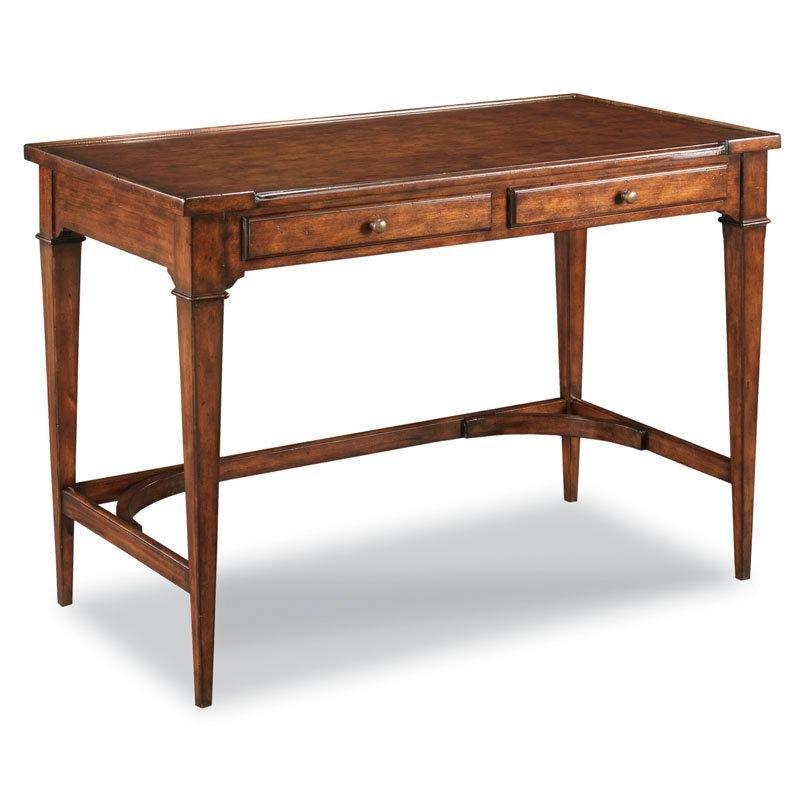 Bordo Masif Ahşap Tablalı İki Çekmeceli Galerili Vintage Çalışma Masası - 107x56 cm - 234250