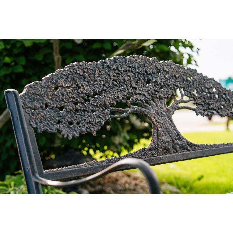 Bronz Döküm Metal Hayat Ağacı Desenli Bahçe Bankı - 127 cm - 172094