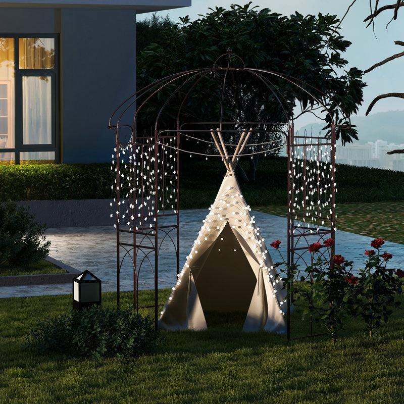 Bronz Metal Kuş Kafesi Tasarımlı Tırmanma Destekli Bahçe Kemeri - 214x257 cm - 178653