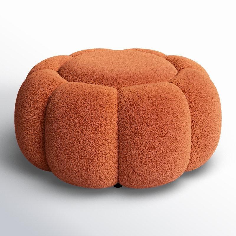 Bukle Kumaş Çizilmeye Dayanıklı Yuvarlak Orta Sehpa Puf - 86x41 cm - 165013