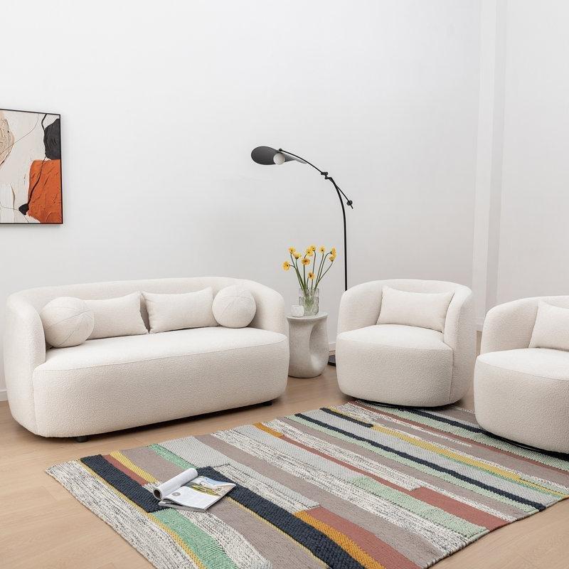 Bukle Kumaş Döner Berjerli Masif Ahşap Koltuk Takımı - 192179