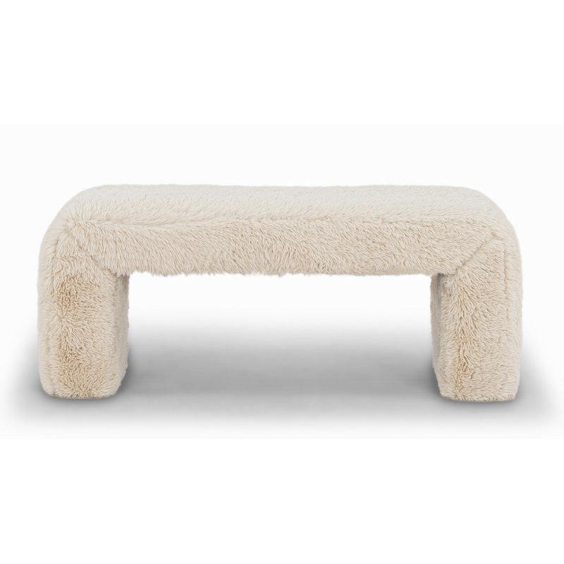 Bukle Kumaş Döşemeli Ahşap Kızak Ayaklı Bench - 120 cm - 164707