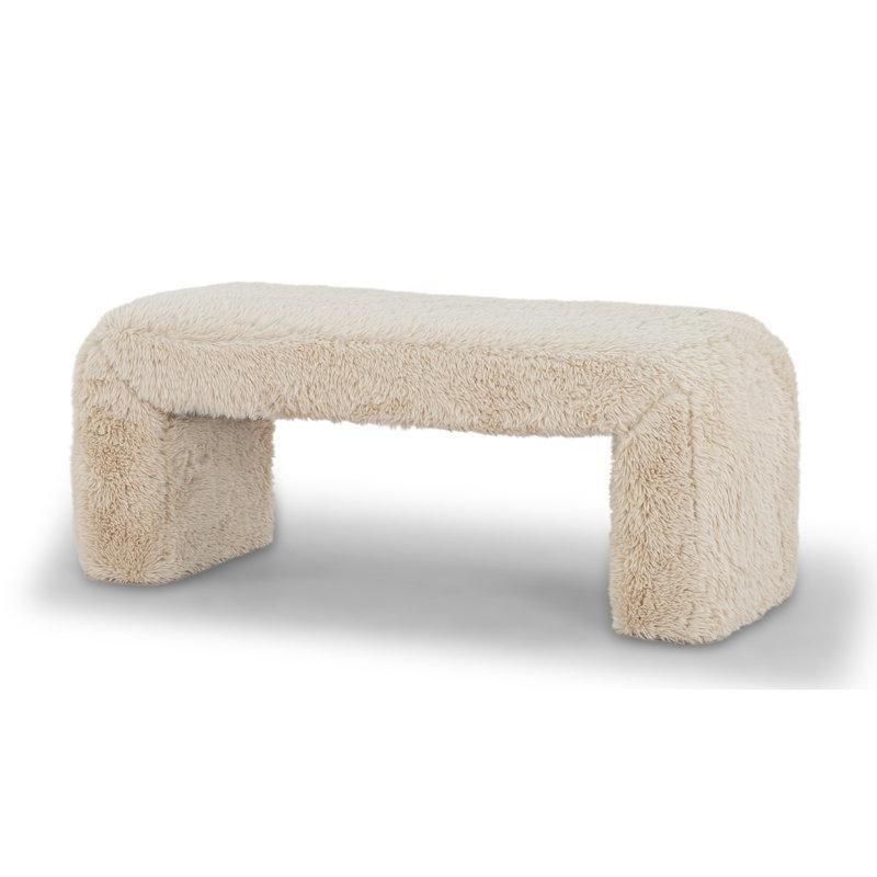 Bukle Kumaş Döşemeli Ahşap Kızak Ayaklı Bench - 120 cm - 164707