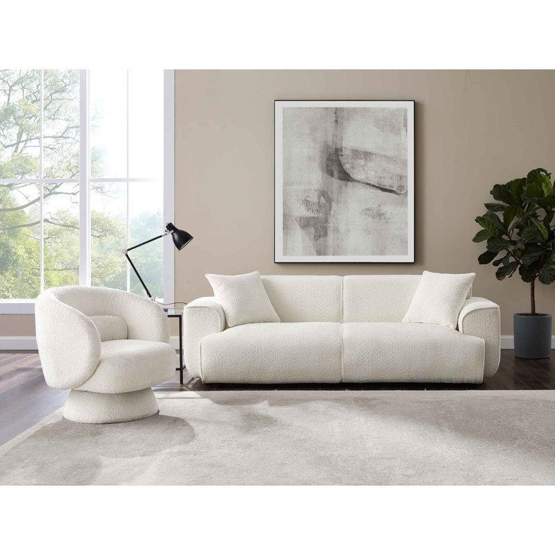 Bukle Kumaş Metal Ayaklı Döner Berjerli Modern Koltuk Takımı - 232 cm - 191088