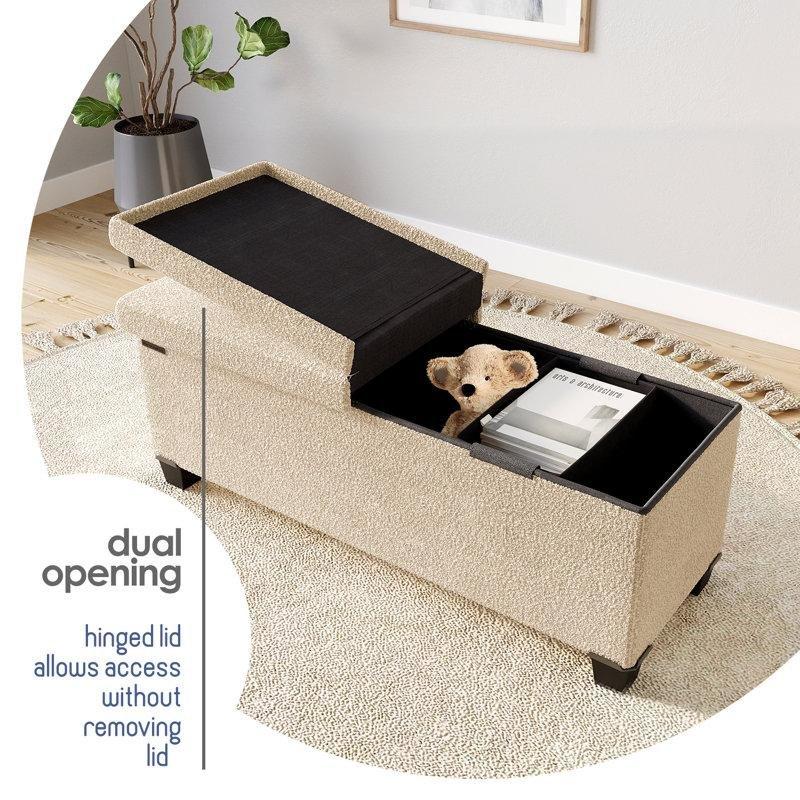 Bukle Kumaş Metal Ayaklı Sandıklı Katlanır Puf Bench - 109x38 cm - 164878