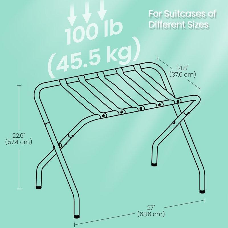 Bulut Beyazı Çelik Katlanabilir 2li Set Valiz Sehpası - 69x38x57 cm - 187116