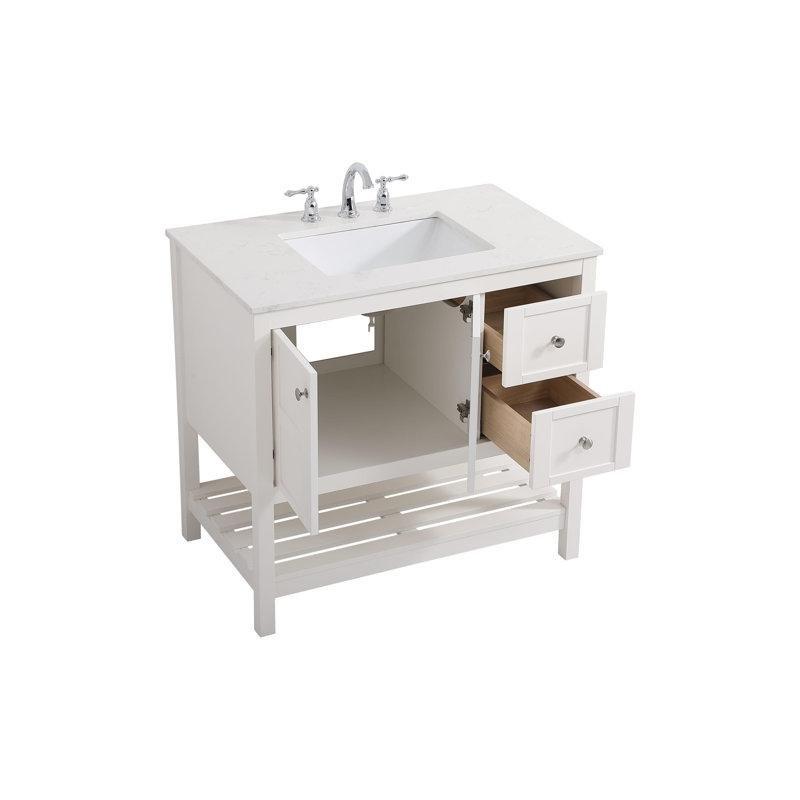 Calacatta Beyazı Mermer Tezgahlı Masif Ahşap Yavaş Kapanır Çekmeceli Banyo Lavabo Dolabı - 92 cm - 201554