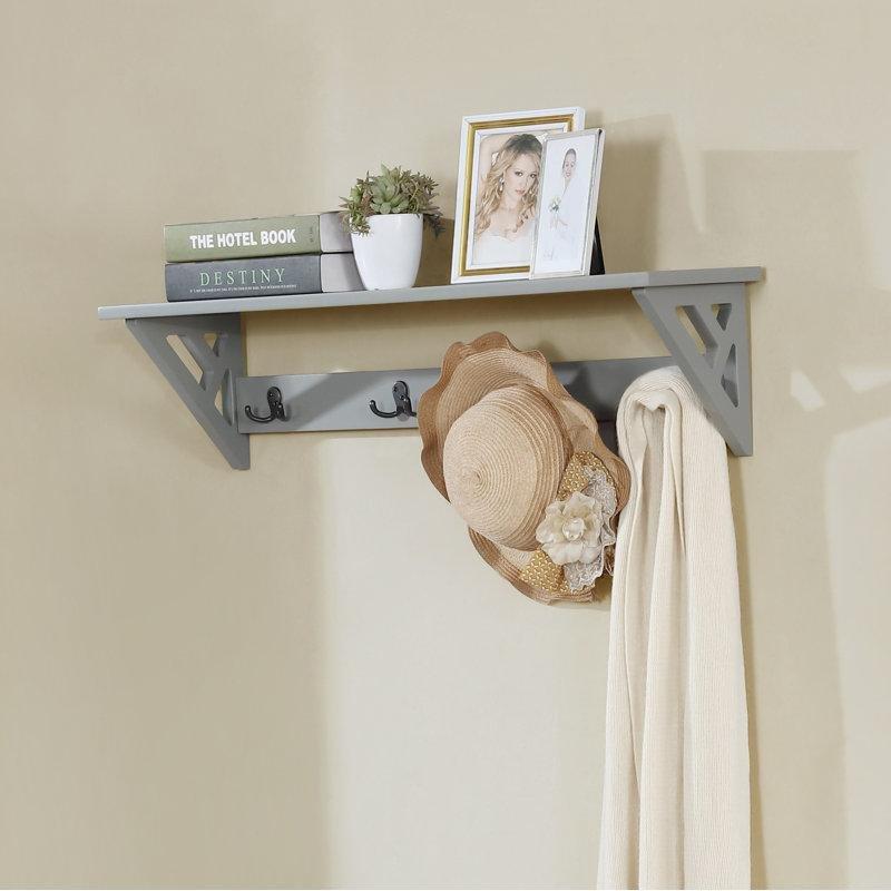 Çam Ahşap 4 Askılı Raflı Duvar Rafı - 92 cm - 179108