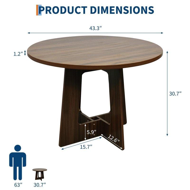 Çapraz Ayaklı Yuvarlak Ahşap Bohem Yemek Masası - 110 cm - 237478