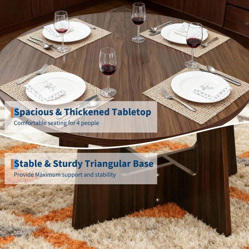 Çapraz Ayaklı Yuvarlak Ahşap Bohem Yemek Masası - 110 cm - 237478
