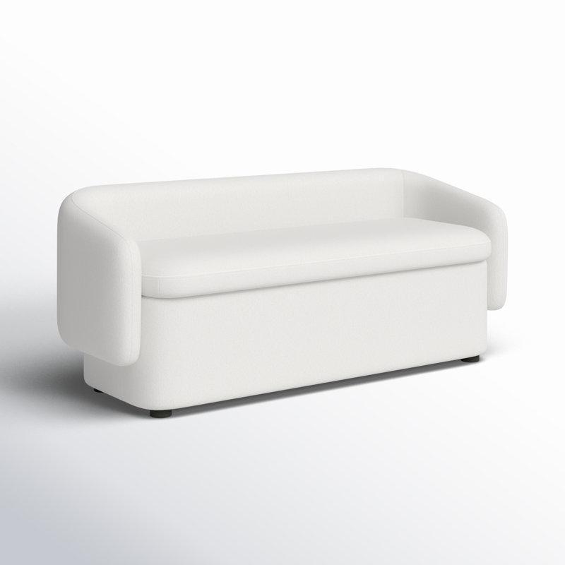 Capri Fildişi Rengi Kumaş Döşemeli Sandıklı ve Sırtlı Ahşap Bench - 149 cm - 164431