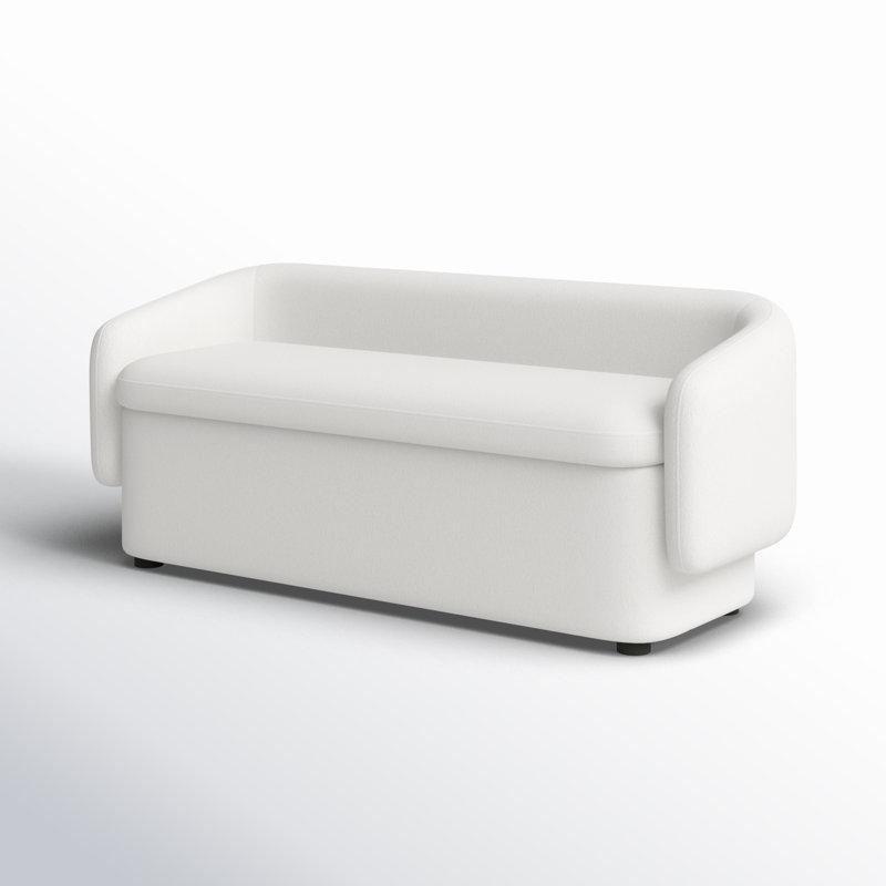 Capri Fildişi Rengi Kumaş Döşemeli Sandıklı ve Sırtlı Ahşap Bench - 149 cm - 164431