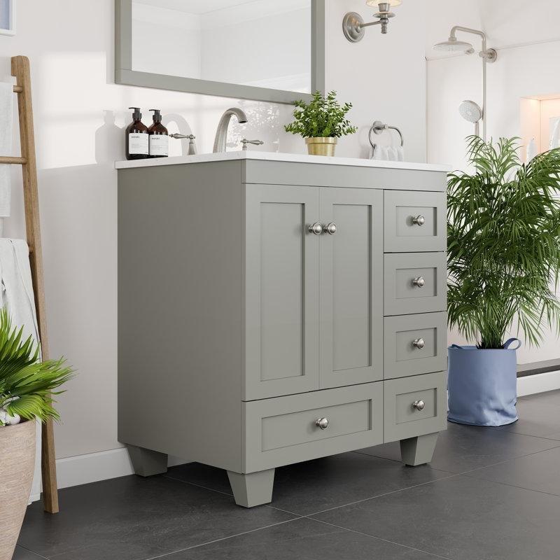 Carrara Kuvars Tezgahlı Beyaz Masif Ahşap Yavaş Kapanır Çekmeceli Banyo Lavabo Dolabı - 77 cm - 201021