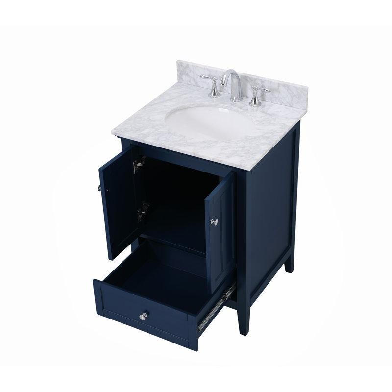 Carrara Mermer Tezgahlı Beyaz Çekmeceli Ayaklı Banyo Lavabo Dolabı - 64 cm - 201215